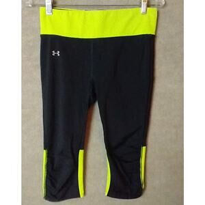 Under armour UA Fly By Compression Capri Leggings. Women's  Small. Black/Yellow